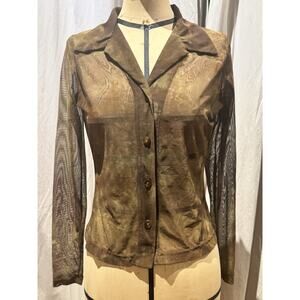Vintage Ann Ferriday Botanical Dye Mesh Top S